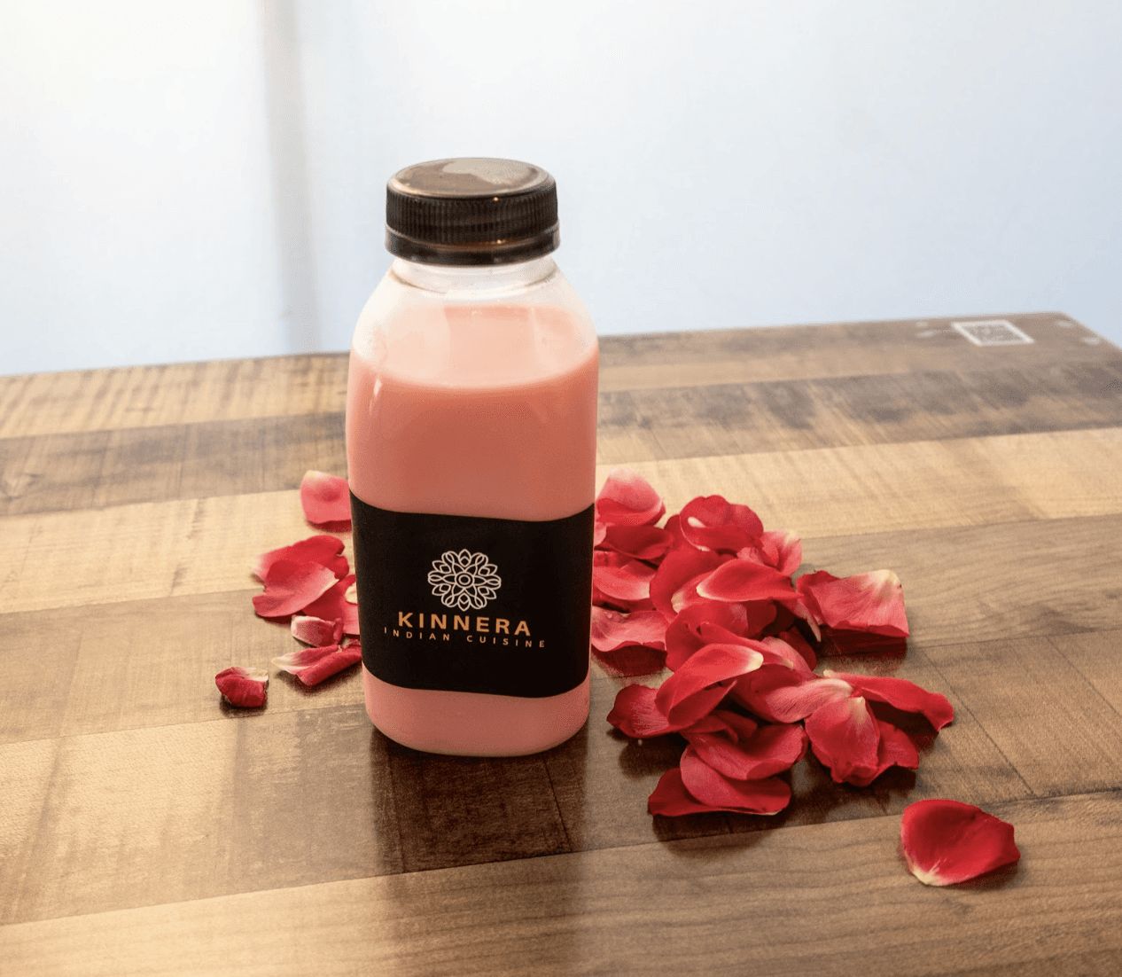 Rose milk in a Kinnera bottle